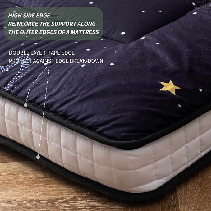 MAXYOYO Black Moon and Star Futon Mattress, Padded Japanese Floor Mattress - Image 8