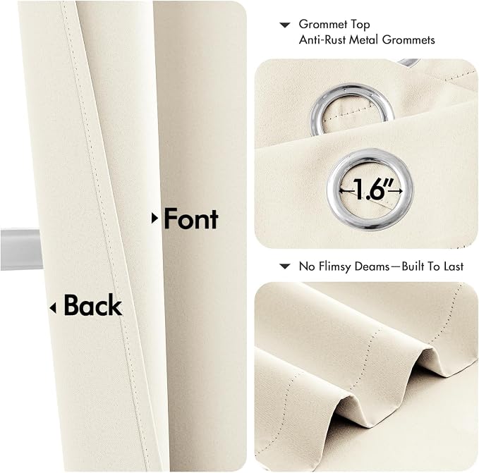MIULEE Birch Blackout Curtains for Bedroom Living Room 45 Inches Long 2 Panels - Image 4