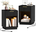 Akxomel Fluted Nightstands Set of 2, Wooden Night Stand by Akxomel