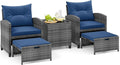 Tangkula 5 Pieces Patio Conversation Set, PE Wicker Rattan Outdoor Furniture Set by TANGKULA