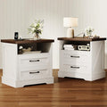 AODK 24 Inch Farmhouse Nightstand Set of 2, Bedside Tables by AODK