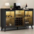 Loomie Wine Bar Cabinet with LED Light, Home Coffee Cabinet with Wine Rack and by LOOMIEDirect