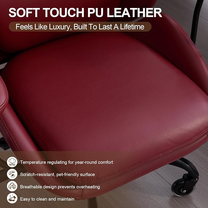 E-Motie Office Chair, Leather Desk Chair - Image 5