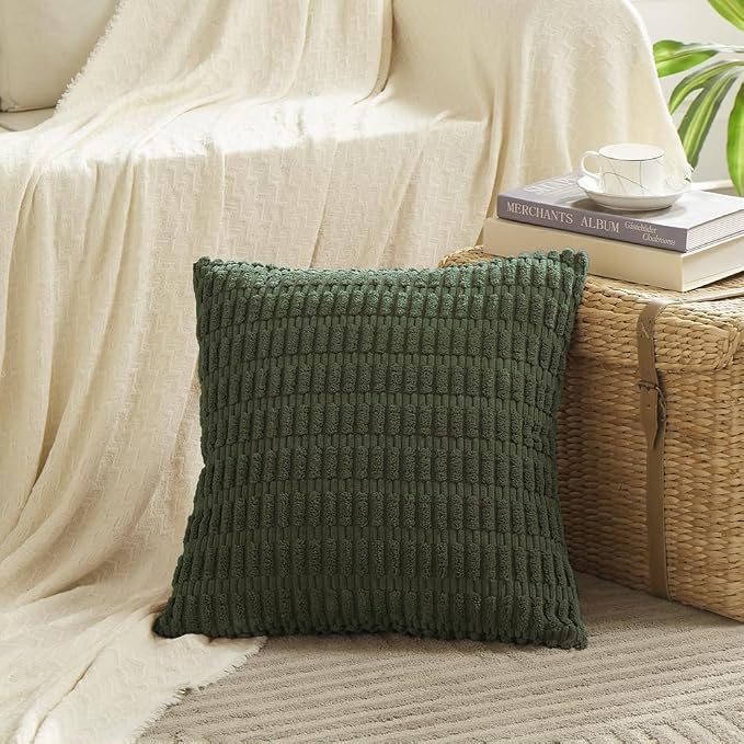 Fancy Homi 4 Packs Boho Olive Green Decorative Throw Pillow Covers 24x24 Inch - Image 2