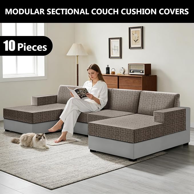 UNBBRRL 10 Pieces Stretch Sofa Cushion Covers - Image 6
