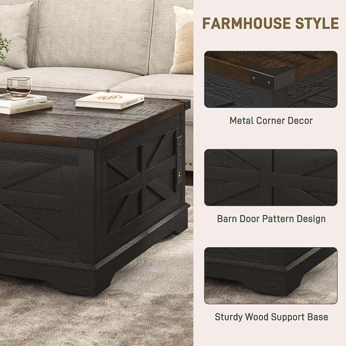 Hlivelood 36" Farmhouse Movable Lift Top Coffee Table - Image 6