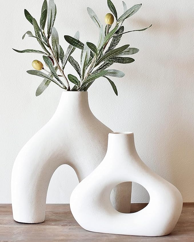 Carrot's Den Donut Vase, Hollow | Table Centerpiece, Olive Plant, Living Room by CarrotsDen