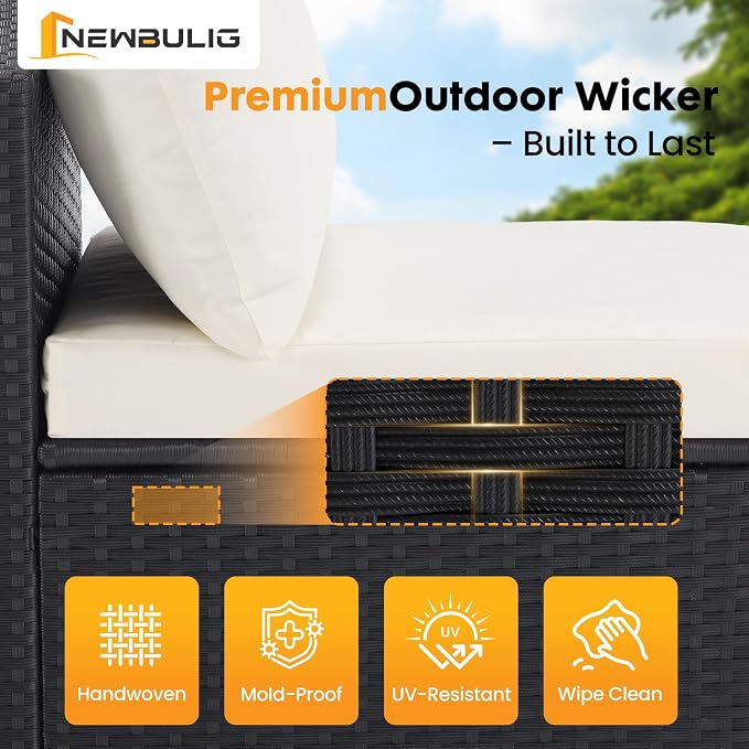 NEWBULIG 7-Piece Outdoor Patio Sectional Sofa, Weather-Resistant Modular Wicker - Image 7