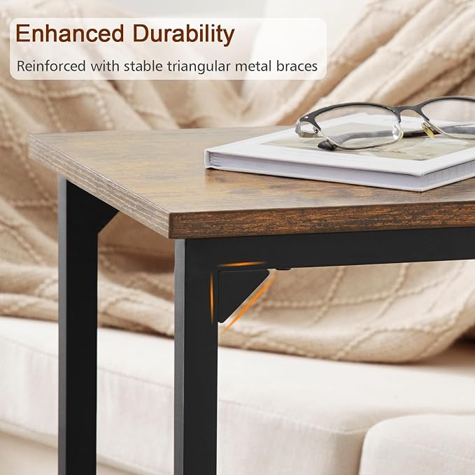 AMHANCIBLE C Shaped Side Table, End Tables Living Room Set of 2, Slide Under - Image 7