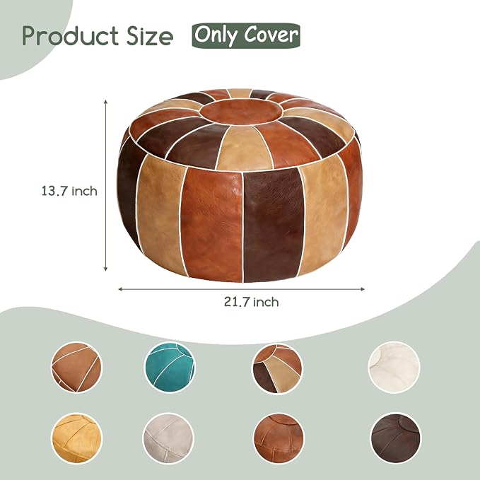 Thgonwid Unstuffed Moroccan Storage Pouf Foot Stool Ottoman Seat Handmade Faux - Image 2