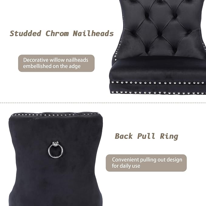 KCC Velvet Dining Chairs Set of 6, Upholstered High-end Tufted Dining Room Chair - Image 6