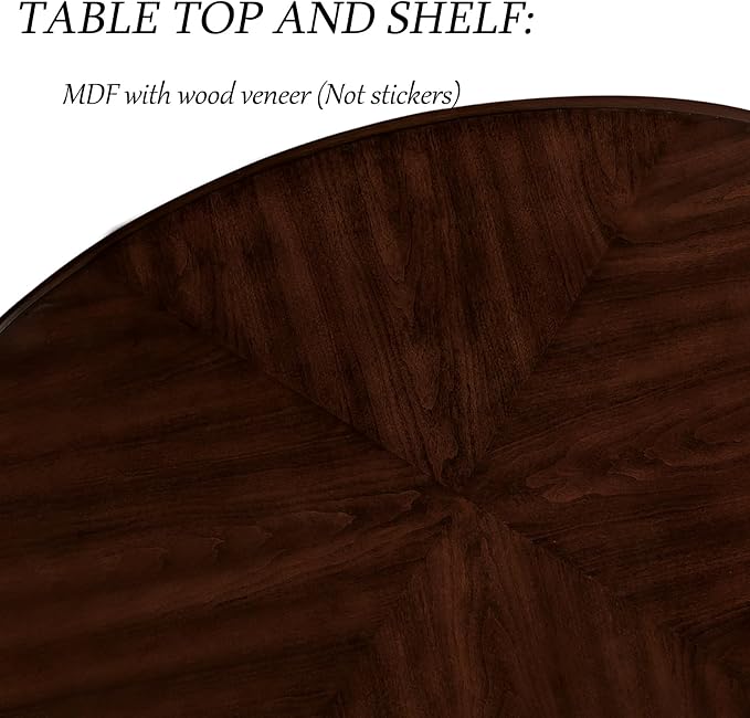 LKTART Oval Coffee Tables Set of 3, Vintage Wood Coffee Table - Image 4