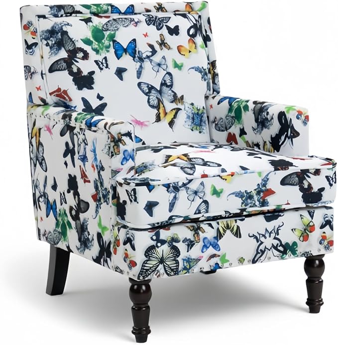 Butterfly Accent Chair, Floral Print Armchair by MNGLIRC