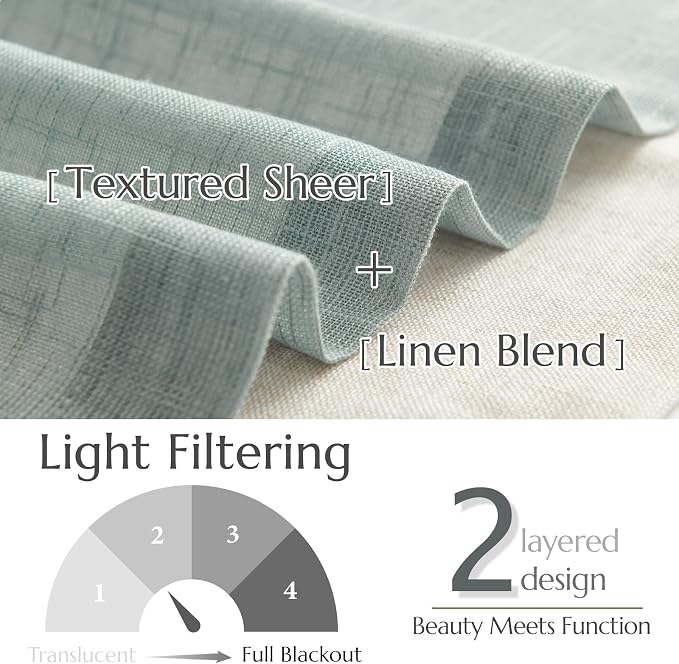 jinchan Linen Valance for Farmhouse Living Room Windows 16 Inch Slubbed Crossed - Image 3