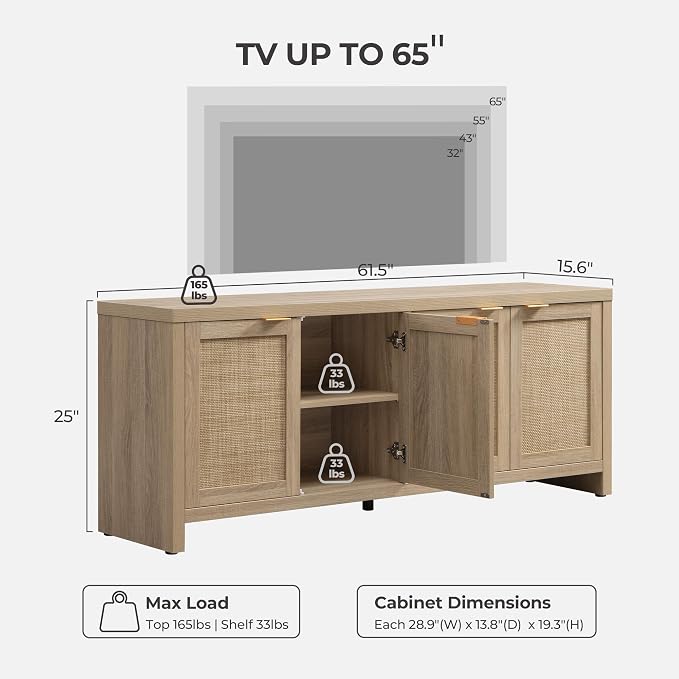 SICOTAS TV Stand for Living Room Boho Entertainment Center for Bedroom - Image 3