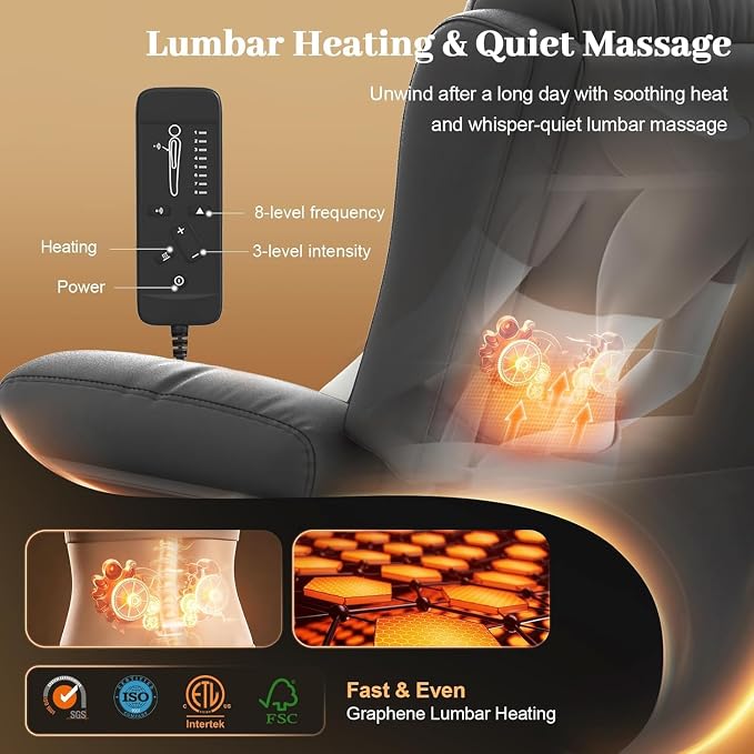 Power Loveseat Recliner with 2-Point Graphene Heat & Massage, Under-Seat - Image 3