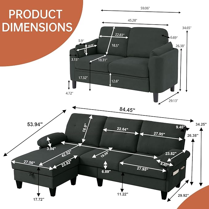 5 Seat Sectional Sofa Set for Living Room Set - Image 2