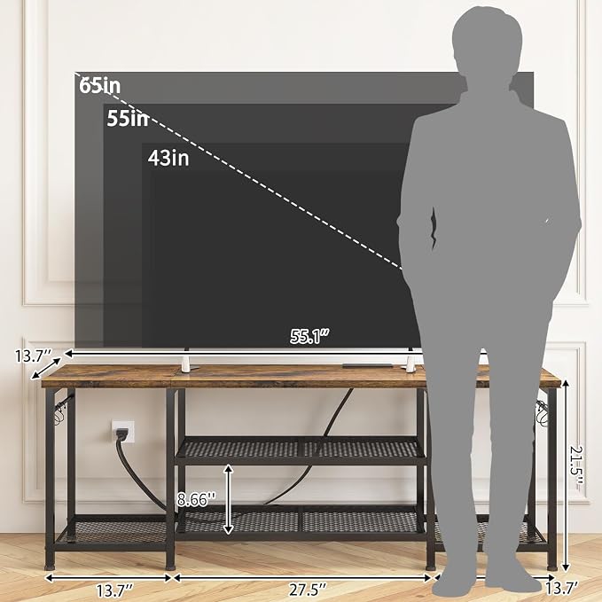 YGEOMER TV Stand for Up to 65 Inch TVs, Entertainment Center - Image 2