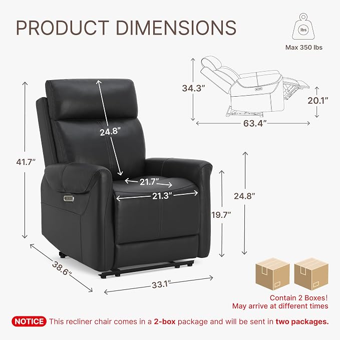 KISLOT Leather Recliner Chair Set of 2, Wall Hugger RV Recliners - Image 2