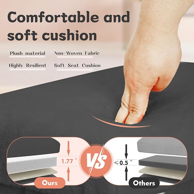 Small Ottoman with Storage, Folding Foot Rest Stool with Thicker Furry Padded - Image 7