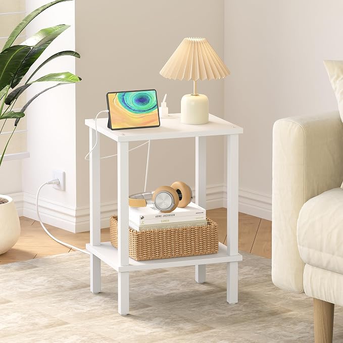 TUTOTAK End Table with Charging Station, Small Side Table with Outlets - Image 9