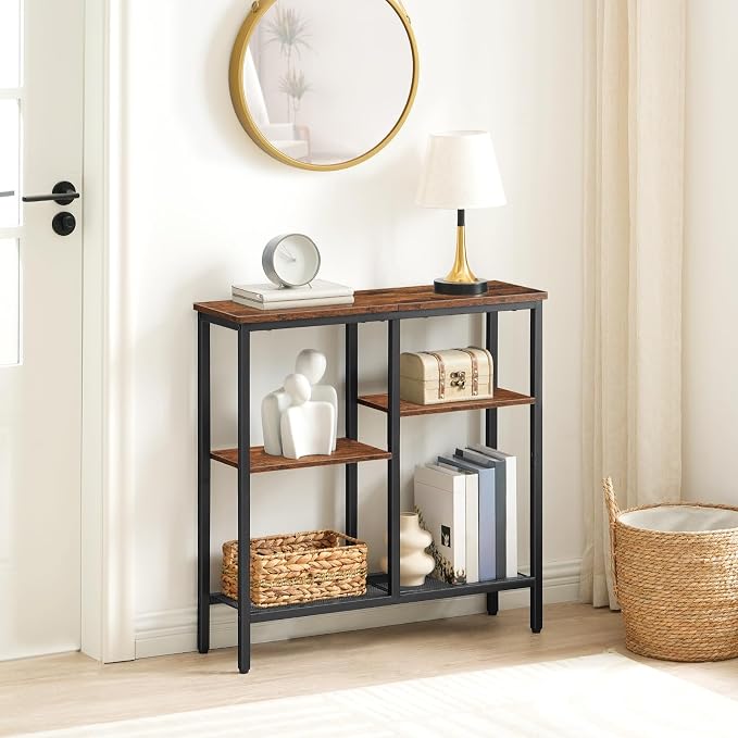 HOOBRO Narrow Console Table, Sofa Table, 4-Tier Industrial Entryway Table - Image 2