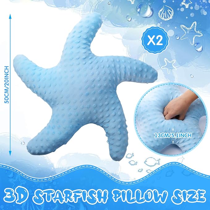Fumete Starfish Pillow Beach Starfish Shaped Throw Pillows 20'' Star Fish - Image 2