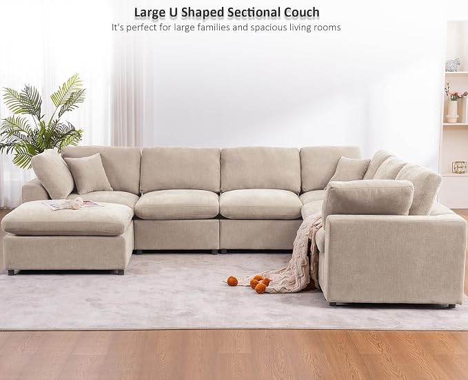 Oversized Modular Sectional Sofa Couch, Large 7 Seater Corner Sofa Modern U - Image 5
