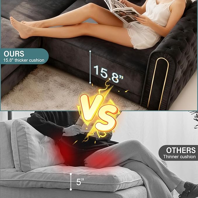 90.6'' Velvet Folding Floor Sofa Bed - Image 3