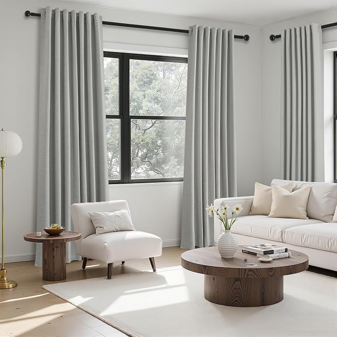Topfinel Grey Linen Blackout Curtains 90 Inches Long - Image 7