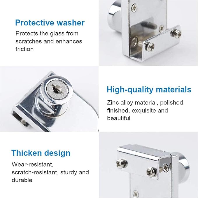 2Pcs Glass Cabinet Lock with Keys, Display Case Lock - Image 2
