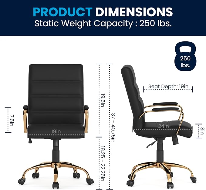 Flash Furniture Whitney Mid-Back Swivel LeatherSoft Desk Chair - Image 3