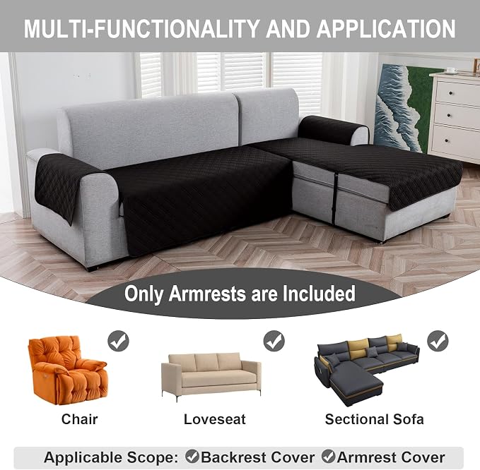 Genina Sofa Armrest Cover, Anti-Slip Armchair Slipcovers - Image 2
