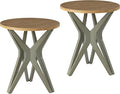 Pedestal Farmhouse End Table Set of 2, Distressed Top by LONYKE