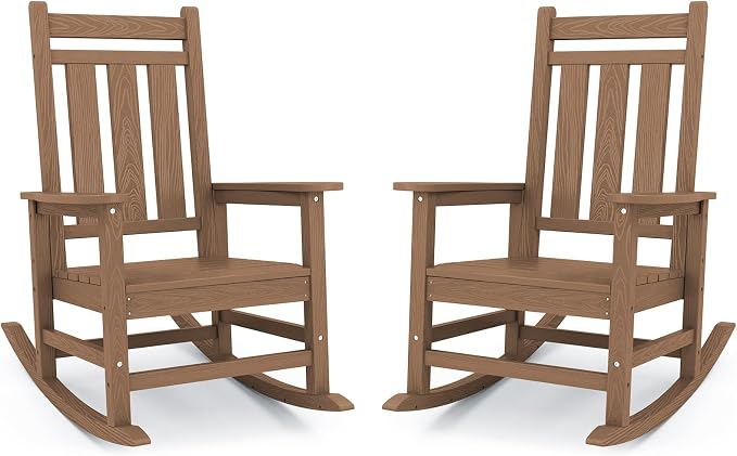 KINGYES Oversized Outdoor Rocking Chair Set of 2, All-Weather Patio Rocking by KINGYES