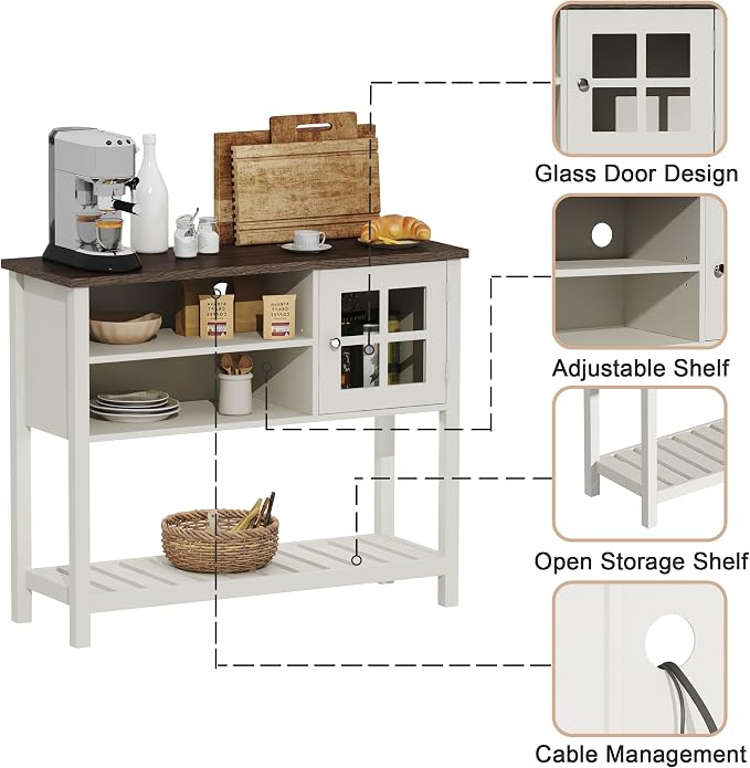 ChooChoo Farmhouse Coffee Bar Cabinet, Buffet Cabinet - Image 6