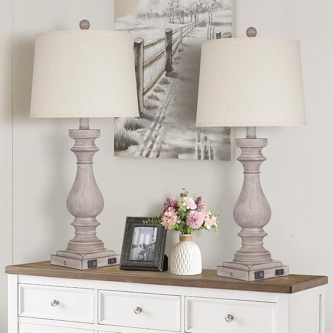 Cinkeda 29" Tall Table Lamp for Living Room Set of 2, Vintage Bedside - Image 6