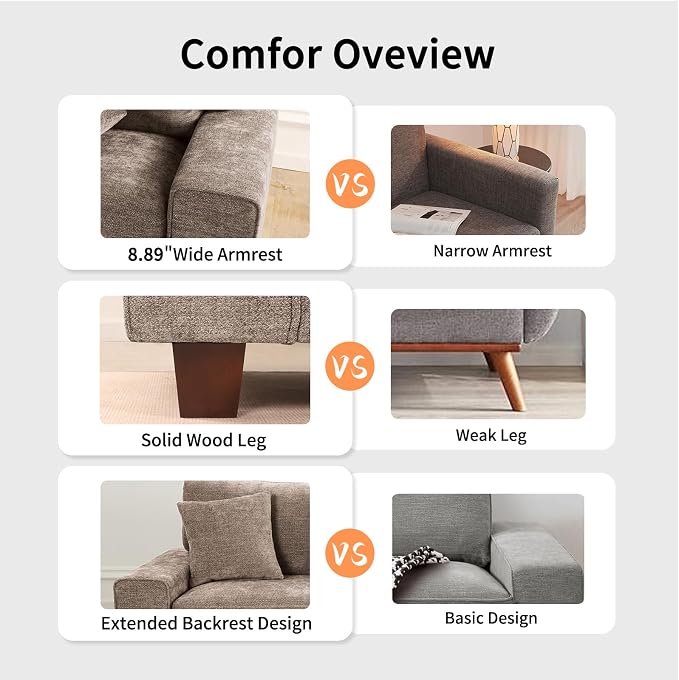 DOPEDIO Modern Loveseat Sofa for Living Room, Chenille Recliner, Removable Cover - Image 4