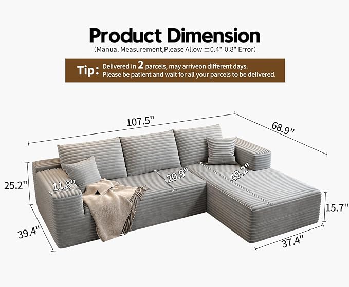 107.5" Cloud Modular Sectional Sofa Couch - Image 2