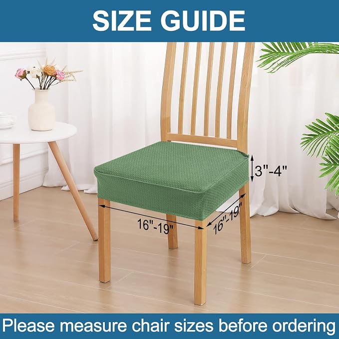 Smiry Waterproof Seat Covers for Dining Room Chairs Set of 4, Stretch Jacquard - Image 2