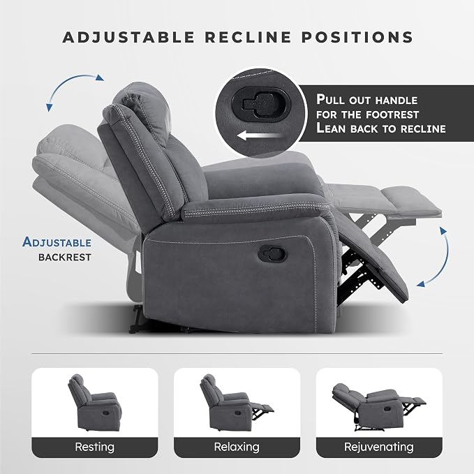 Lexicon Manual Double Reclining Sofa, Polished Microfiber Upholstered 3 Seater - Image 5