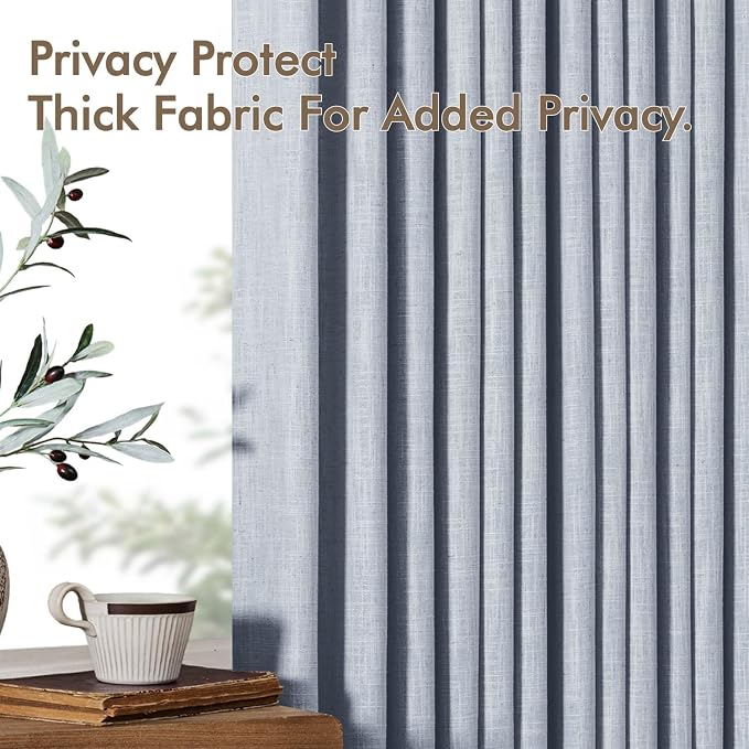 MIULEE Pinch Pleated Thick Linen Curtains 102 Inches Long 2 Panels - Image 7