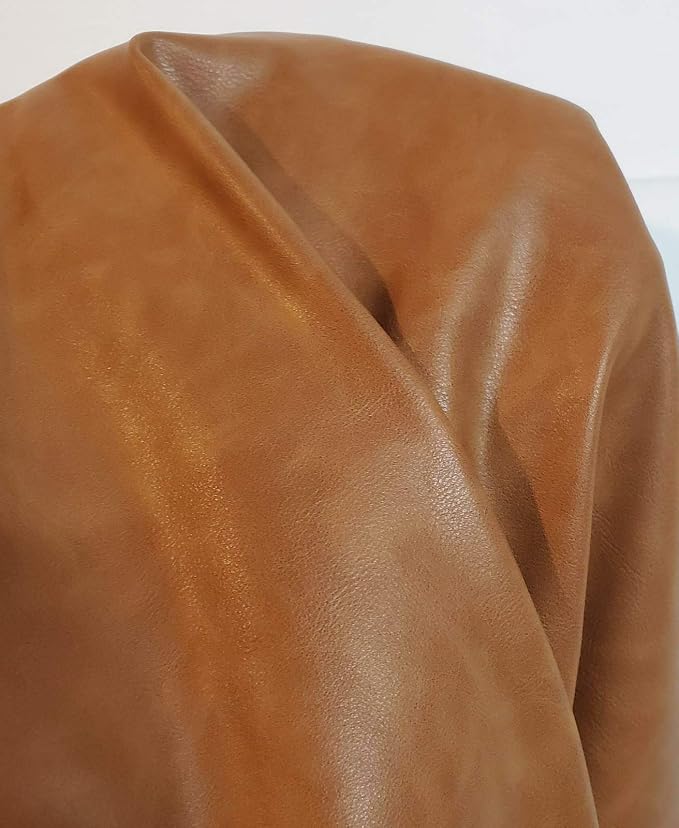 NAT Leathers | Tan Cognac Soft Faux Vegan Leather PU | 4 Yards Cut by the Yard - Image 2