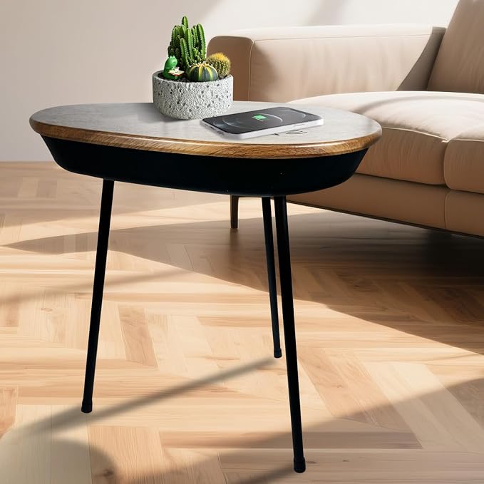 Smart Side Table with Bluetooth Speaker & Wireless Charging Modern End Table - Image 2