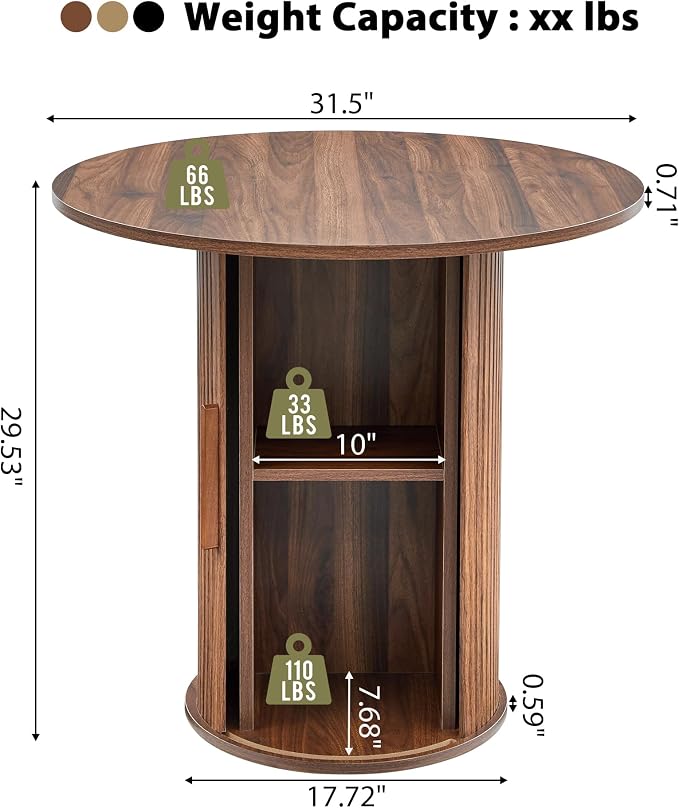 31.5" Round Dining Table for 2-4, Modern Farmhouse Kitchen Table - Image 2