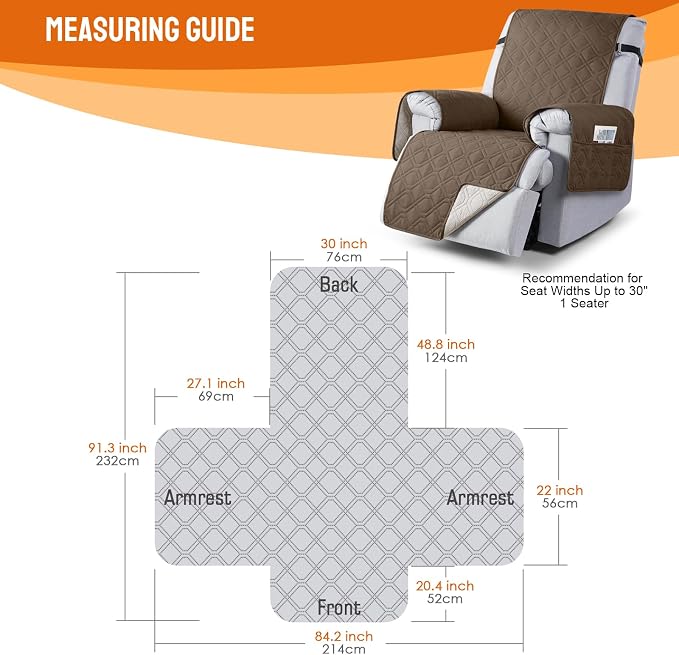 VANSOFY 100% Waterproof Recliner Chair Covers, Recliner Cover Non-Slip Dog - Image 6