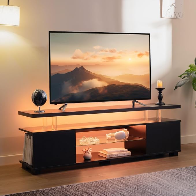 Cubehom Black TV Stand, LED TV Stand - Image 6