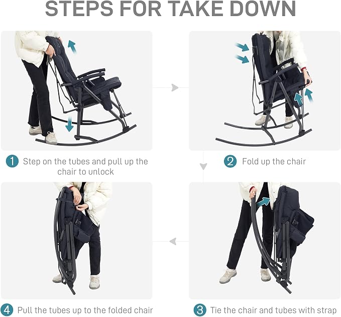 EVER ADVANCED Oversized Folding Rocking Camping Chair, Padded Portable Rocker - Image 9