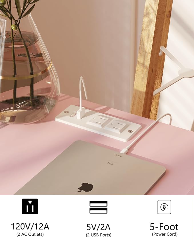 JOONEE Nightstand with Oultlet, Modern Bedside Table with Storage Drawer and - Image 4