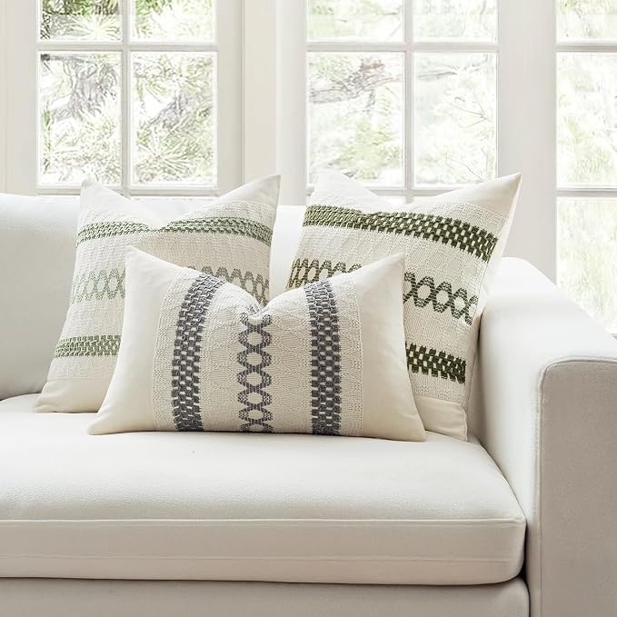 MIULEE Set of 2 Gray Boho Decorative Lumbar Pillow Covers 12x20 Inch Farmhouse - Image 3